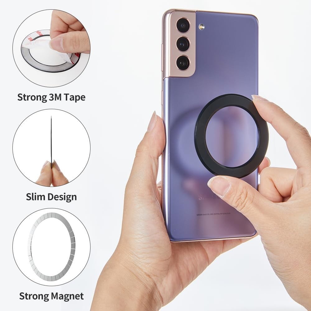 Black Magnetic Ring for Phones – Upgrade to MagSafe with Wireless Charging