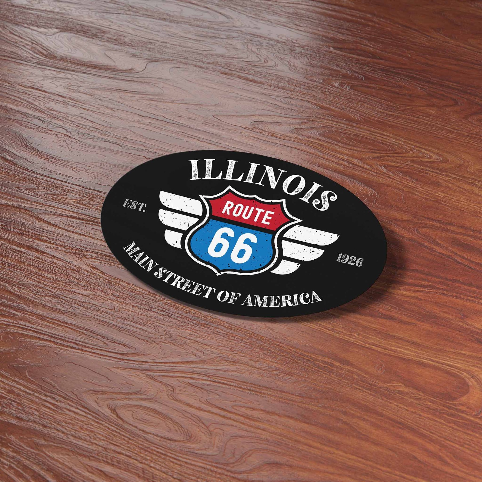 Illinois Route 66 Sticker – IL Black Oval Decal