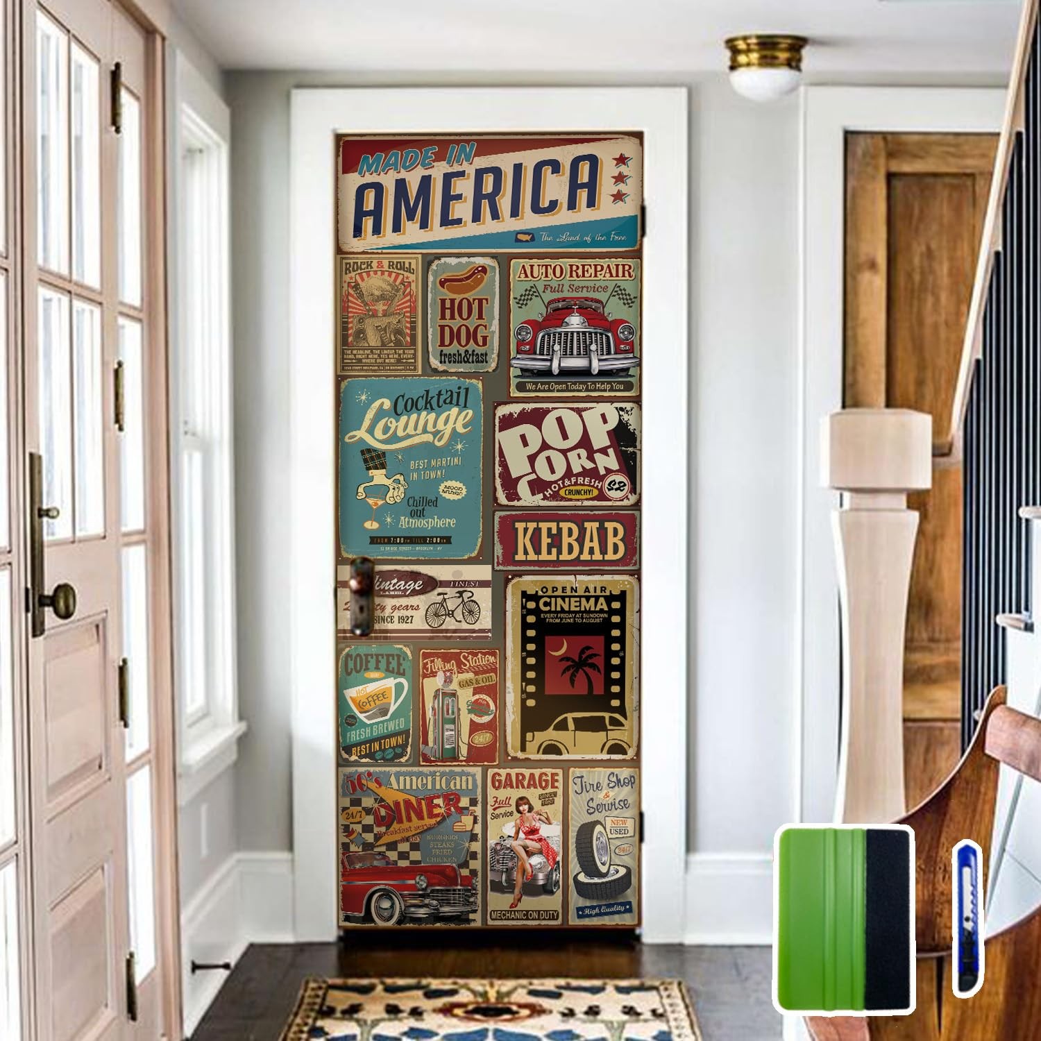Vintage Classical Movie Poster Door Cover for Bedroom Living Room Kitchen Dec…