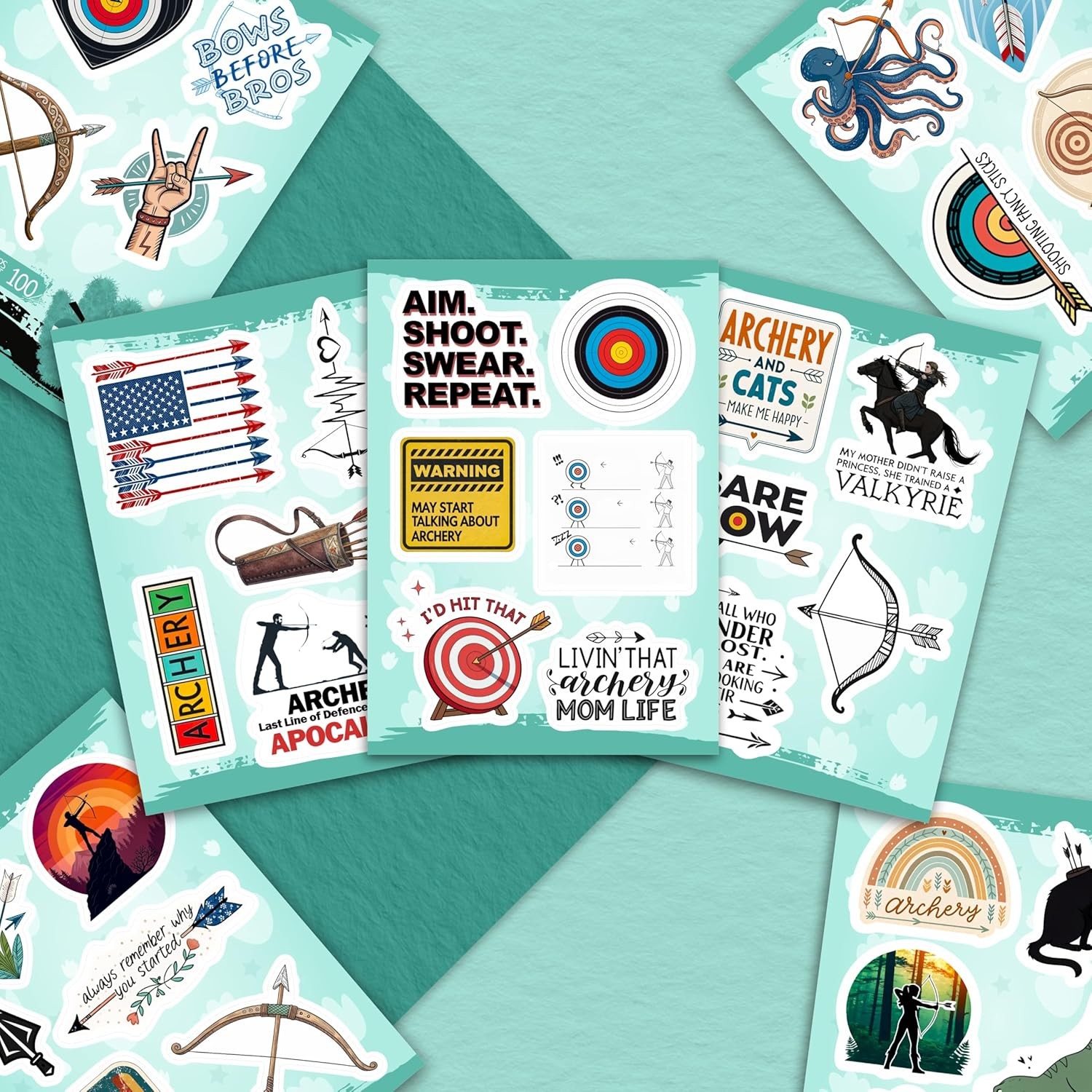100Pcs Archery Stickers and Decals for Bow Case, Arrow Stickers – Archery Party