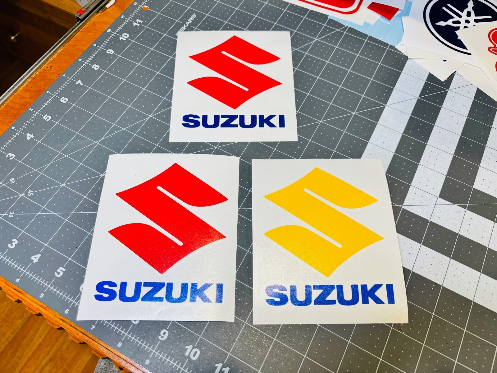 TWO Yamaha Vertical Die Cut Vinyl Decals Drums Motorcycle Banshee YZ Jet Ski ATV