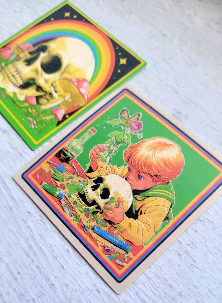Haunted Doll Active Spirit Creepy Skull Boy Mad Scientist Sticker Lot Of 2 Pcs