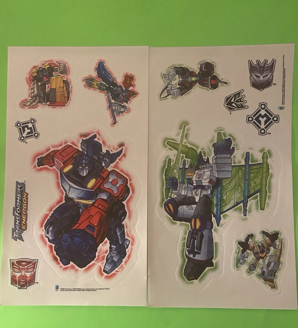 Transformers Energon Wall Decal Decor 4 Sheet Set Peel Stick Remove USA Made
