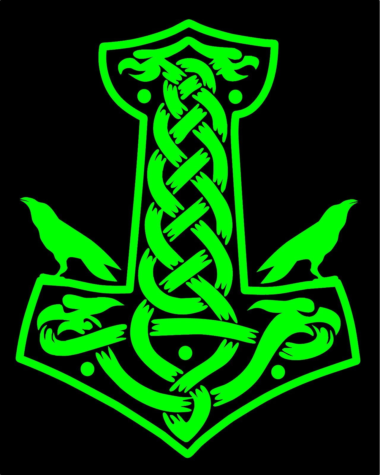 Thor's Hammer Decal with Ravens Mjolnir Viking Nordic car laptop vinyl sticker