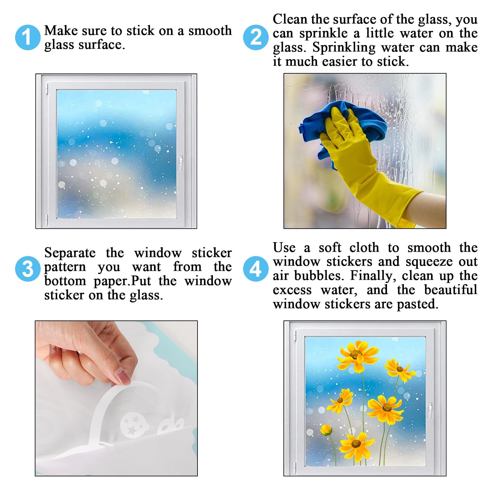 JarThenaAMCS 9 Sheets Spring Summer Daisy Window 7.9 x 11.8 inch, Yellow