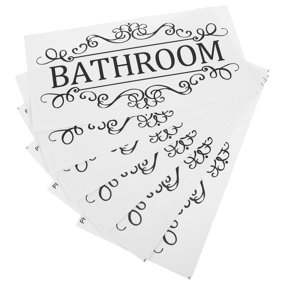 6 Pcs Multifunctional Door Sticker Sign Toilet Bathroom Decor Front