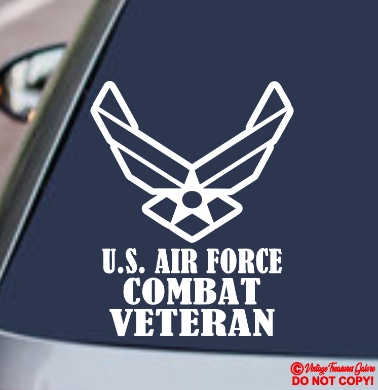 U.S. AIR FORCE COMBAT VETERAN Vinyl Decal Sticker Car Window Retired Military
