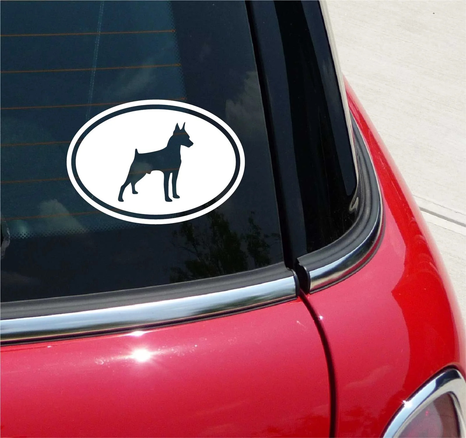 Euro Miniature Pinscher Mini Min Pin Graphic Decal Sticker Car Wall Oval NOT Two