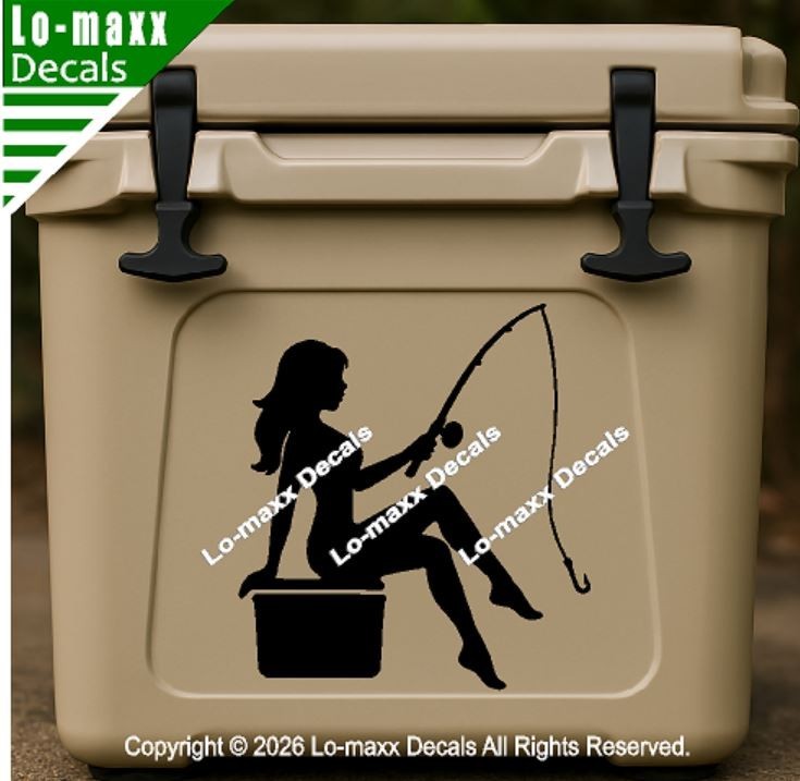 Mudflap Fishing Girl Die Cut Vinyl Decal High Performance Truck Car Sticker