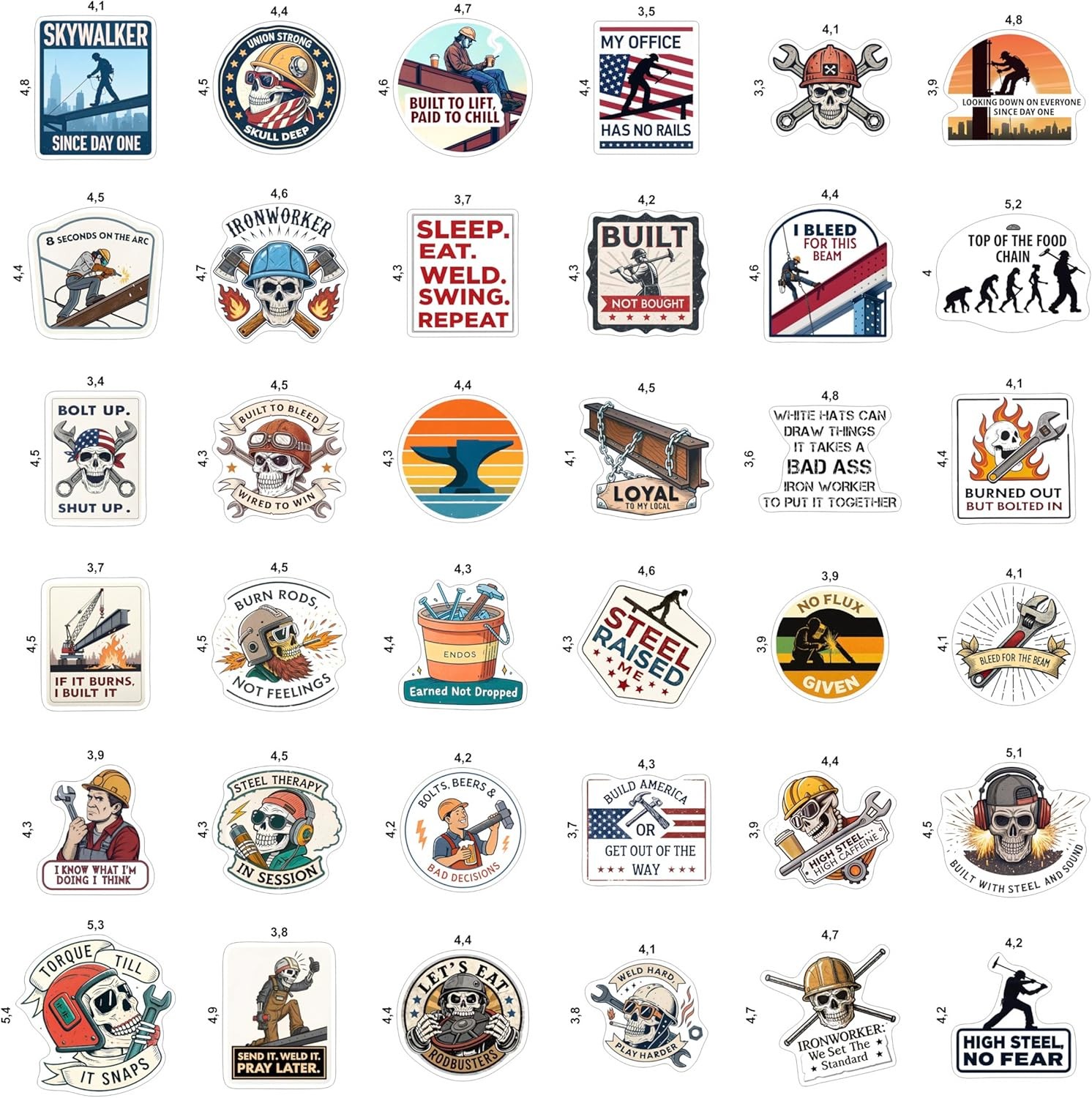 100Pcs Funny Ironworker Stickers for Hardhat, for Water Bottle – Ironworker Gift