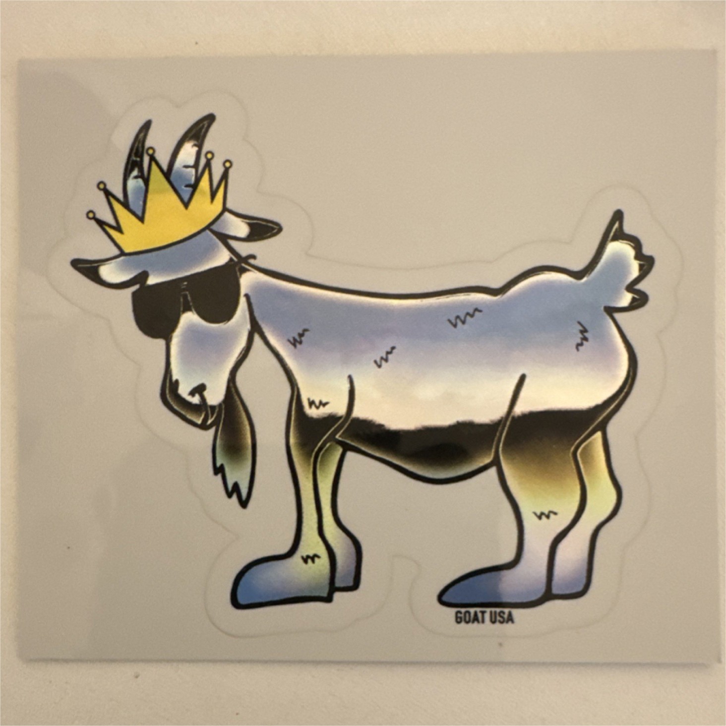 GOAT USA Goat Wearing Crown Sticker Decal, Multicolor Horizontal