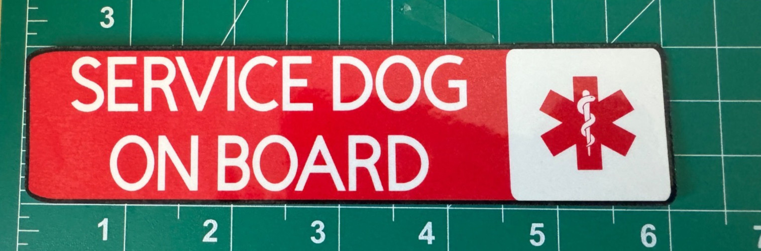 SERVICE DOG ON BOARD WATERPROOF VINYL RECTANGLE STICKER