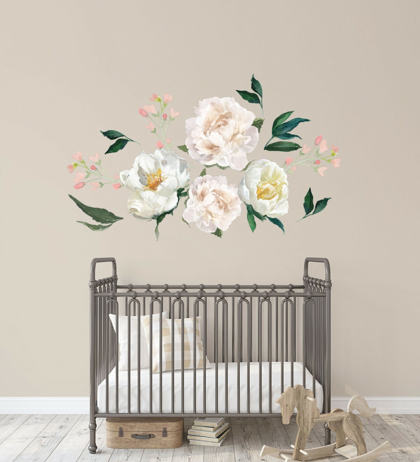 Floral Vintage Hibiscus Removable Wall Fabric Decal Set Sticker Blooms Decor