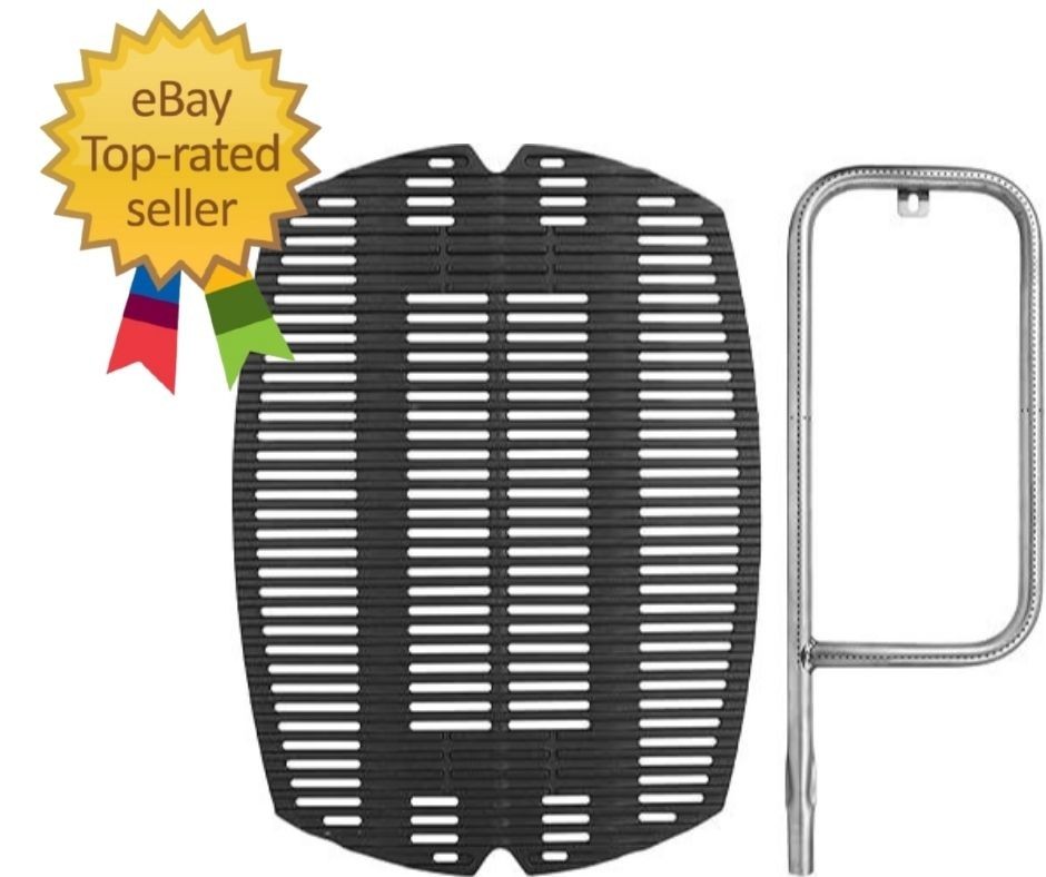 Cast Iron Grill Grate & Burner Replacement for Weber Q200 Q220 Q2000 Q2200
