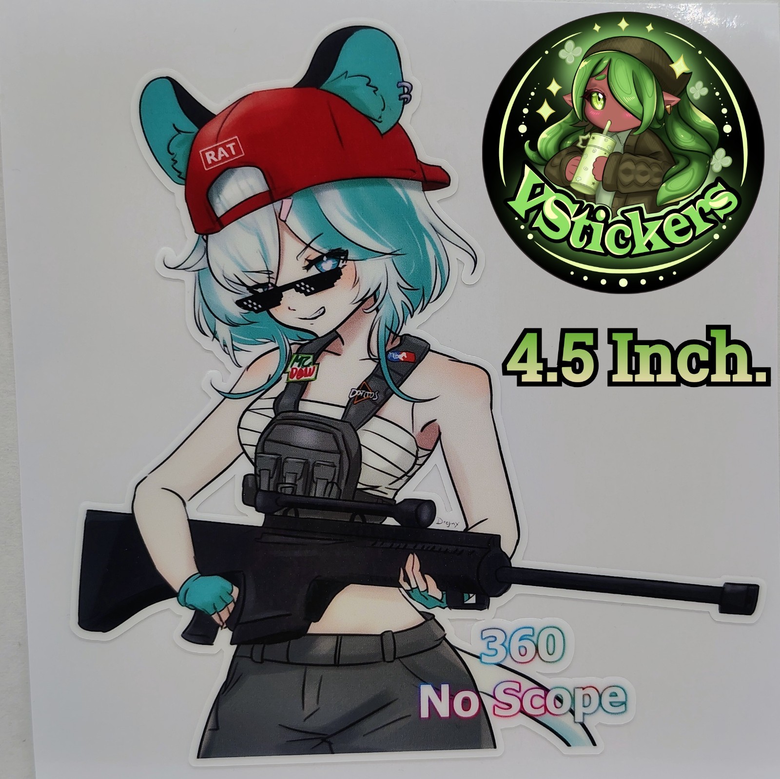 [Vtuber][4.5 Inch.] Kourra 360 No Scope Meme – Water-Resistant Fan Art Sticker!