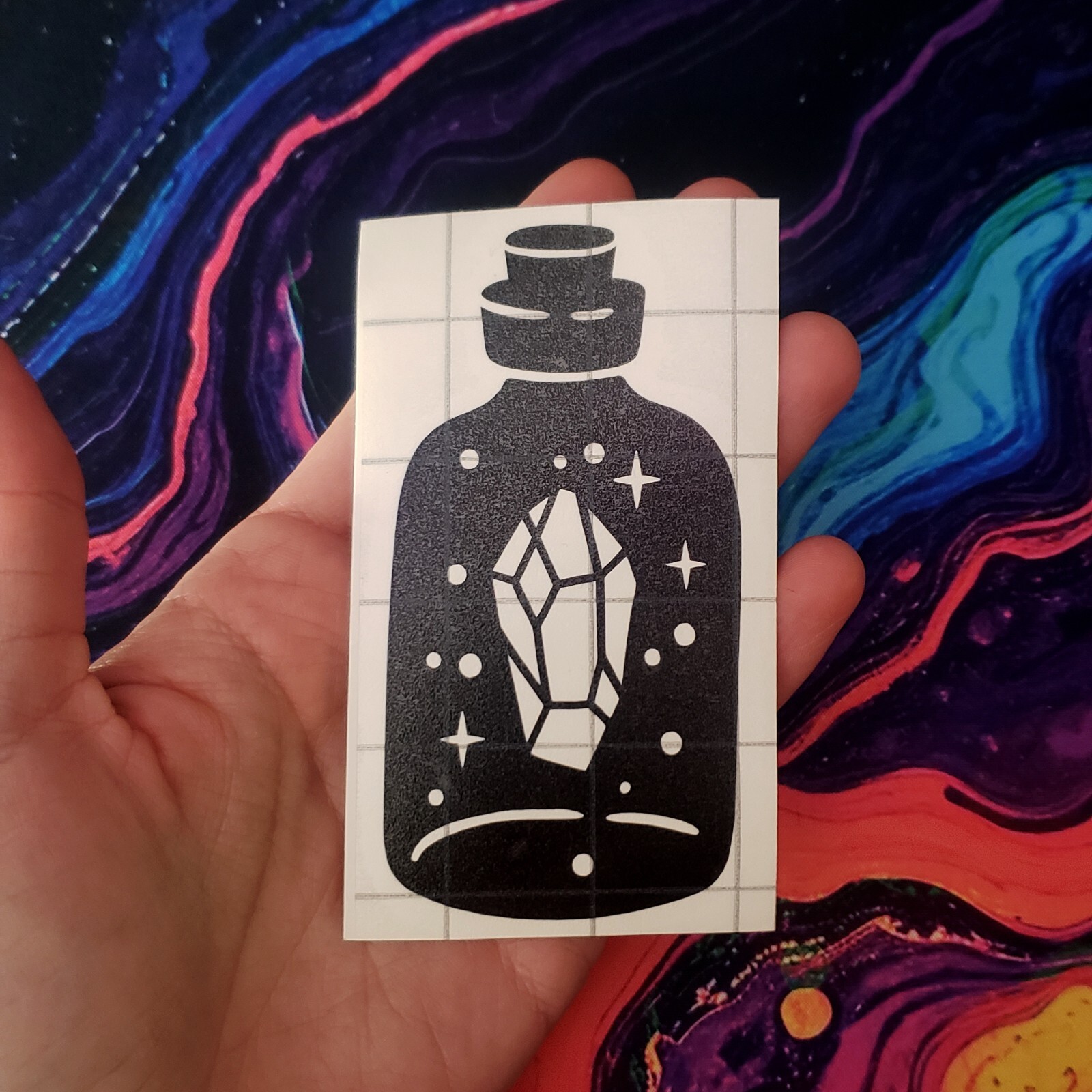 Crystal Potion Bottle Vinyl Decal – Mystical Sticker – witchy decal, alchemy