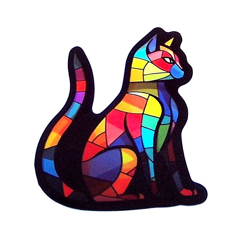 STAINED GLASS – Die Cut Sticker Decal Stained Glass Cat Sphynx