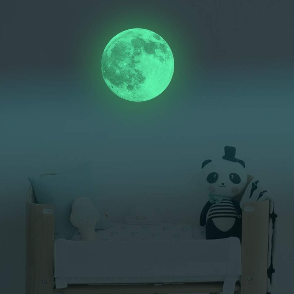 Glow in The Dark Moon 30cm Glowing Luminous Wall or Ceiling Art Stickers Remo…