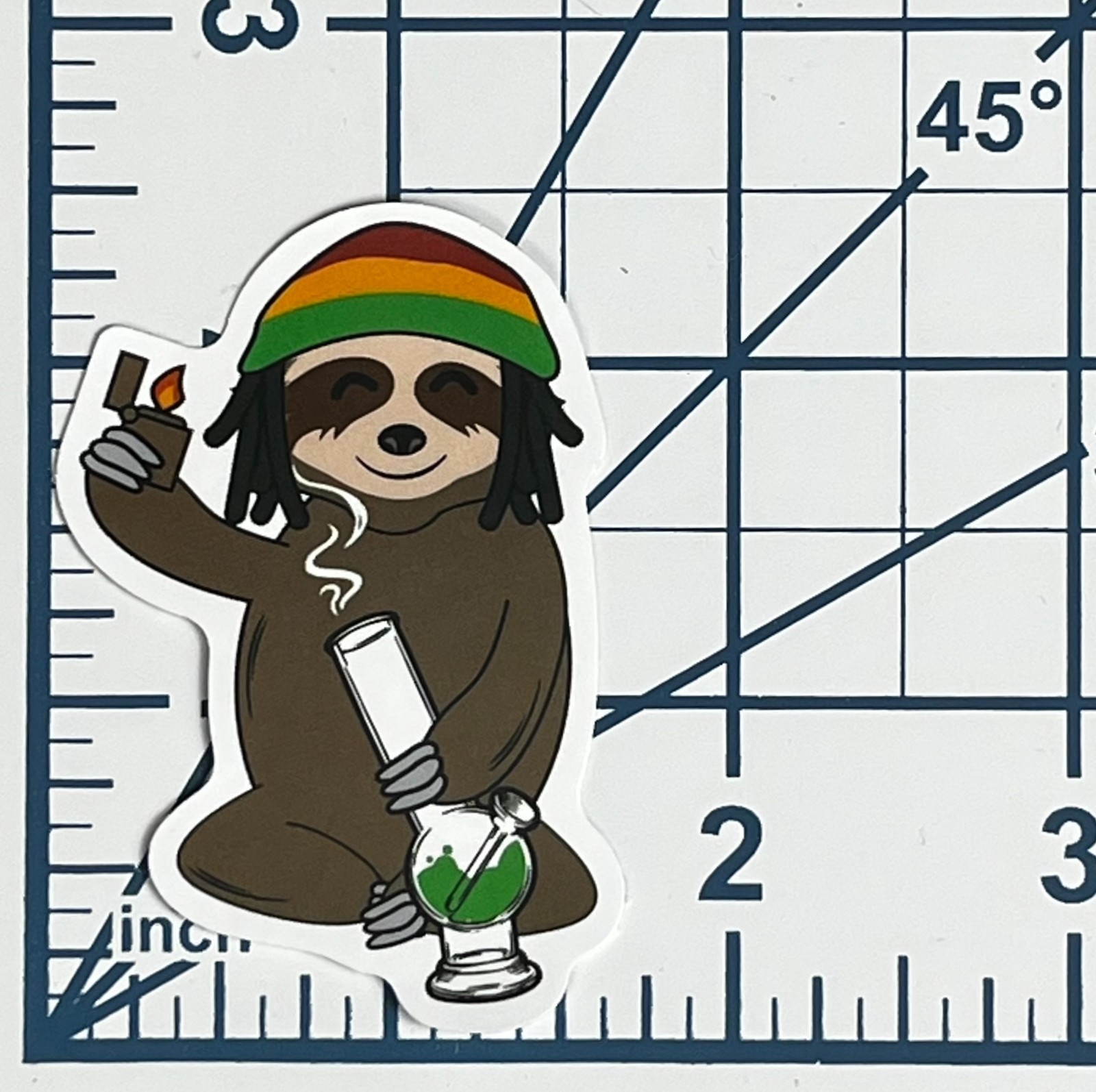 Sloth Smoking Bong Vinyl Sticker Rasta Sloth Decal Funny 420 Stoner Mascot Gift