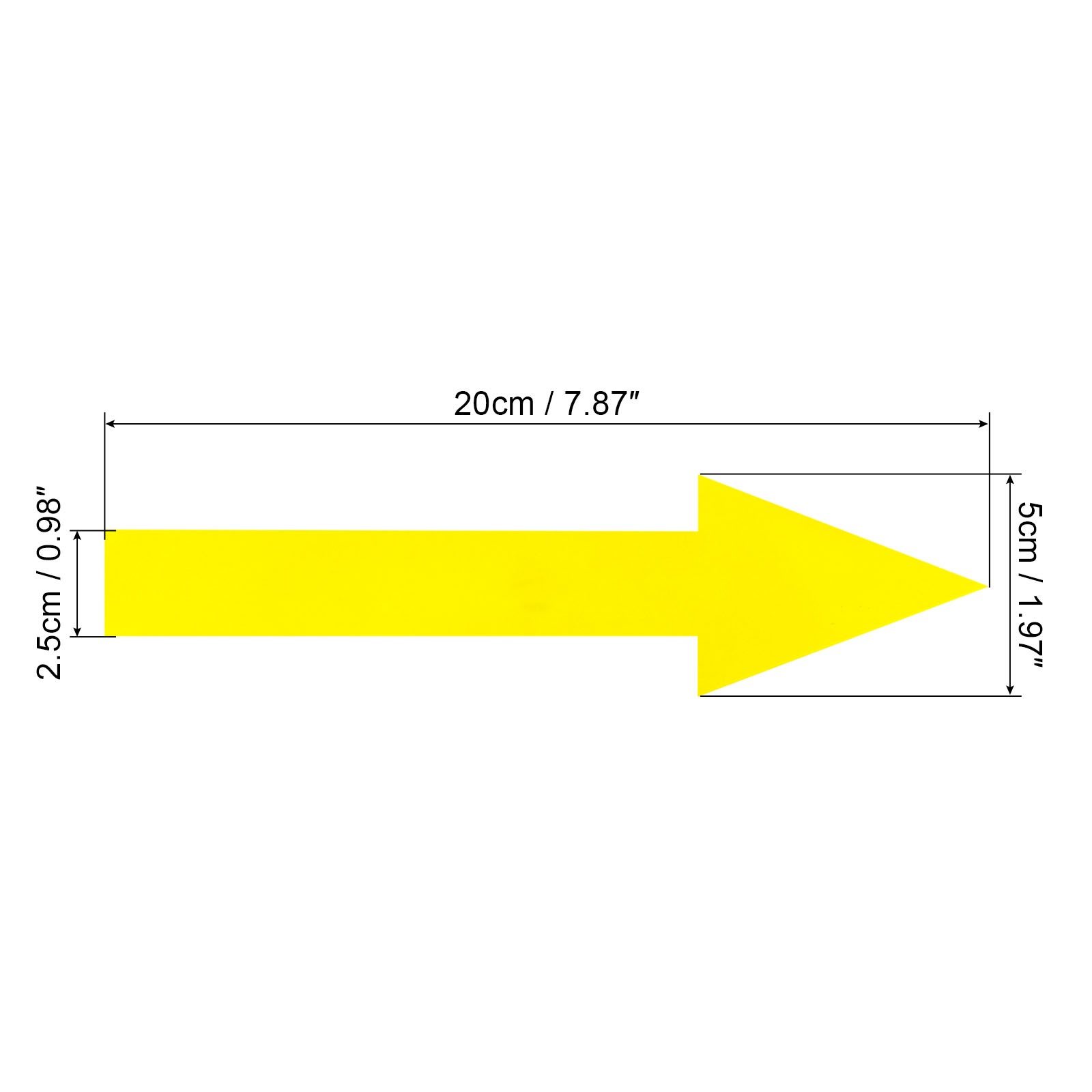 15pack 8"x2" Arrow Sticker PVC Adhesive Large Arrow Sign Yellow