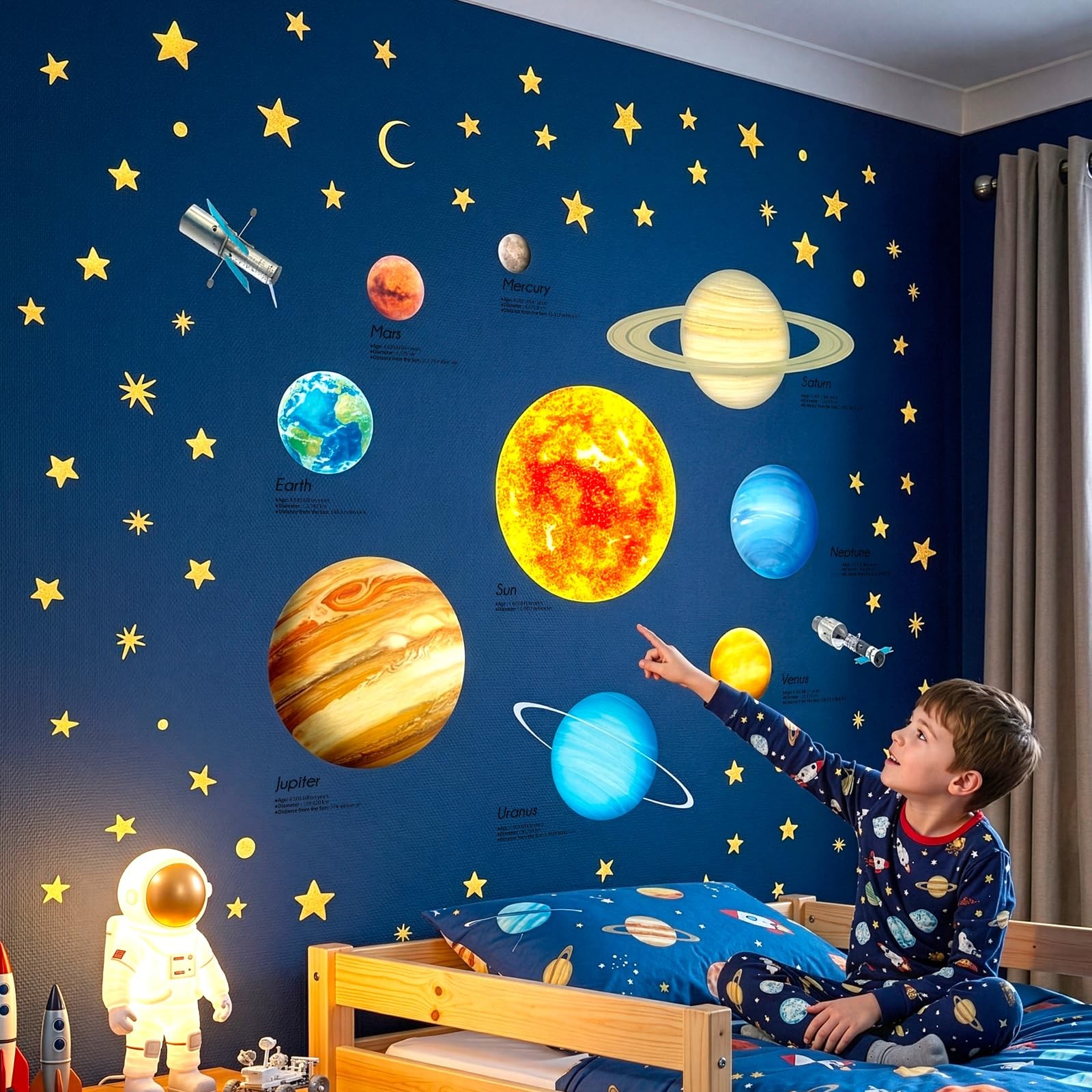 DS9-2007 Solar System Wall Stickers Wall Decals Peel and Stick Removable Wall…