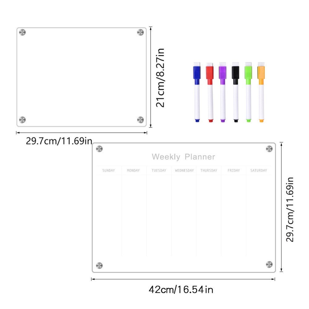 Daily Planning Acrylic Notepad Home Office Planner Included Markers For Fridge