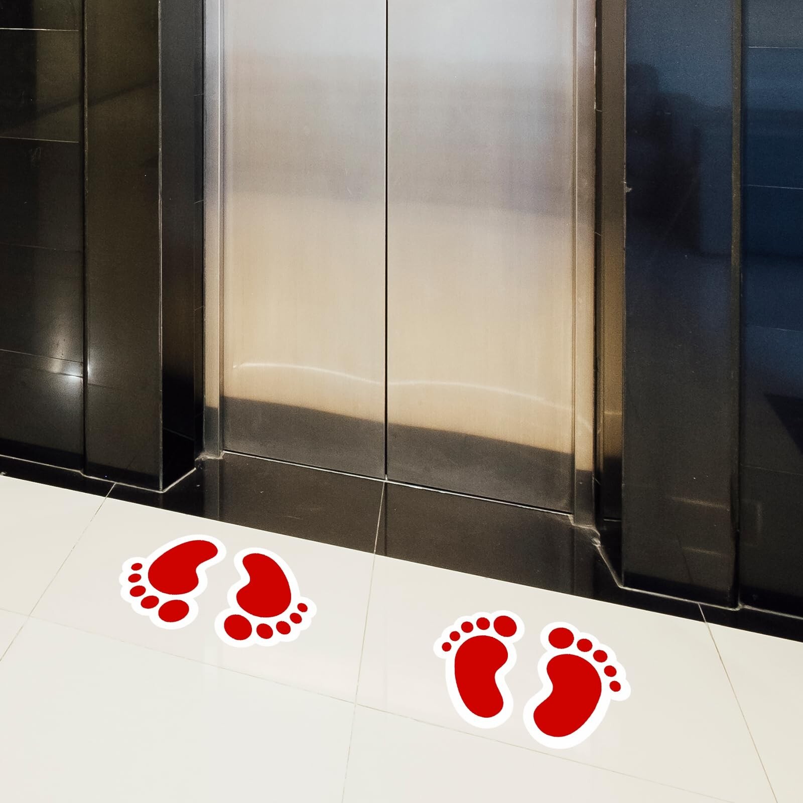 Red Footprint Stickers 4 × 6 Inches Vinyl Self Adhesive Kids Floor Decals W