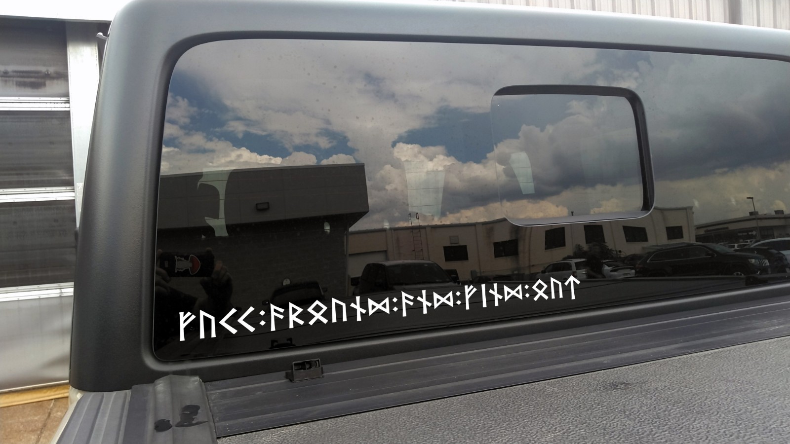 FAFO written out in Futhark Runes Viking Norse Celtic Vinyl Decal Jeep Hood Side