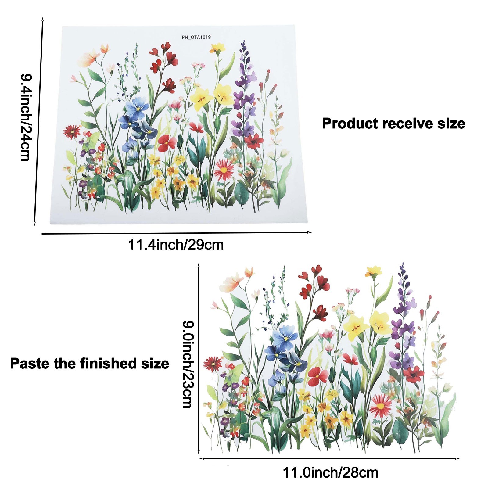Decorative PVC Stickers for Toilet with Floral and Leaf Designs Set of 4
