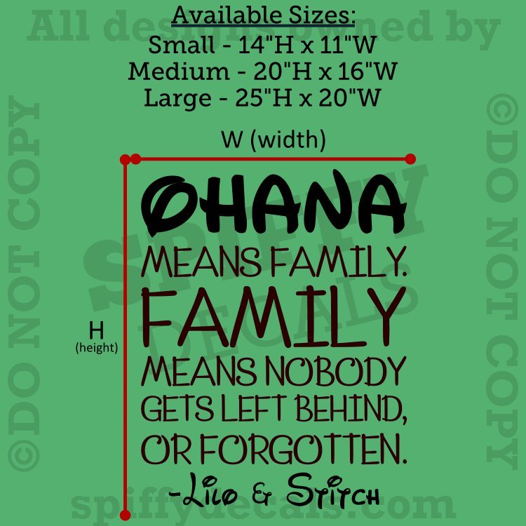 OHANA MEANS FAMILY LILO AND STITCH DISNEY Quote Vinyl Wall Decal Decor Sticker