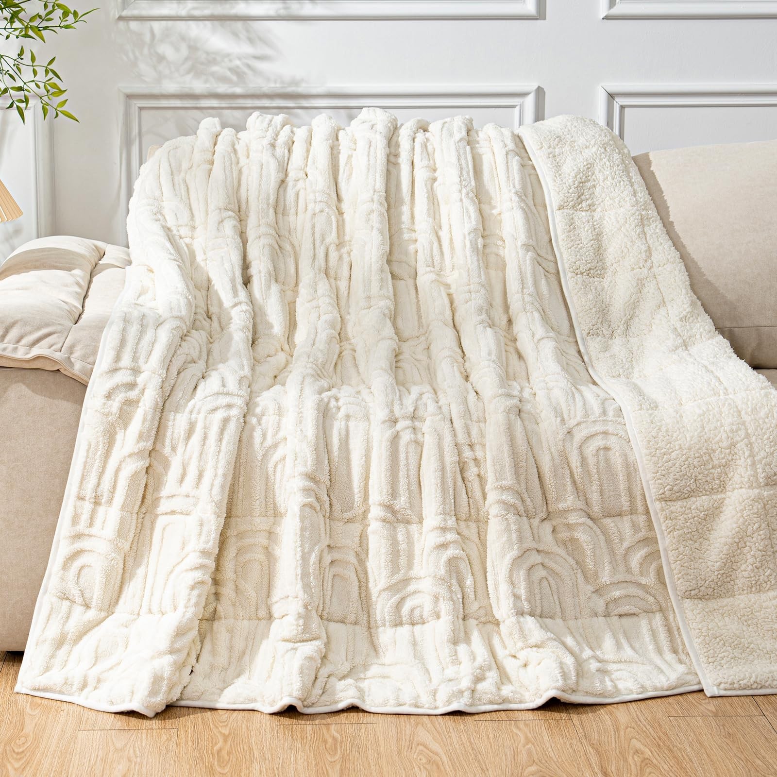 Cottonblue Jacquard Weighted Blanket for Adults 15 lbs Queen Size, Soft Fluff…