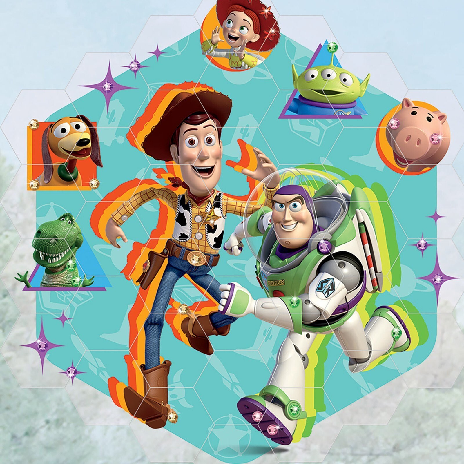 Disney: Window Art Mosaic – Toy Story – 41 pcs, Reusable Window Puzzle Clings