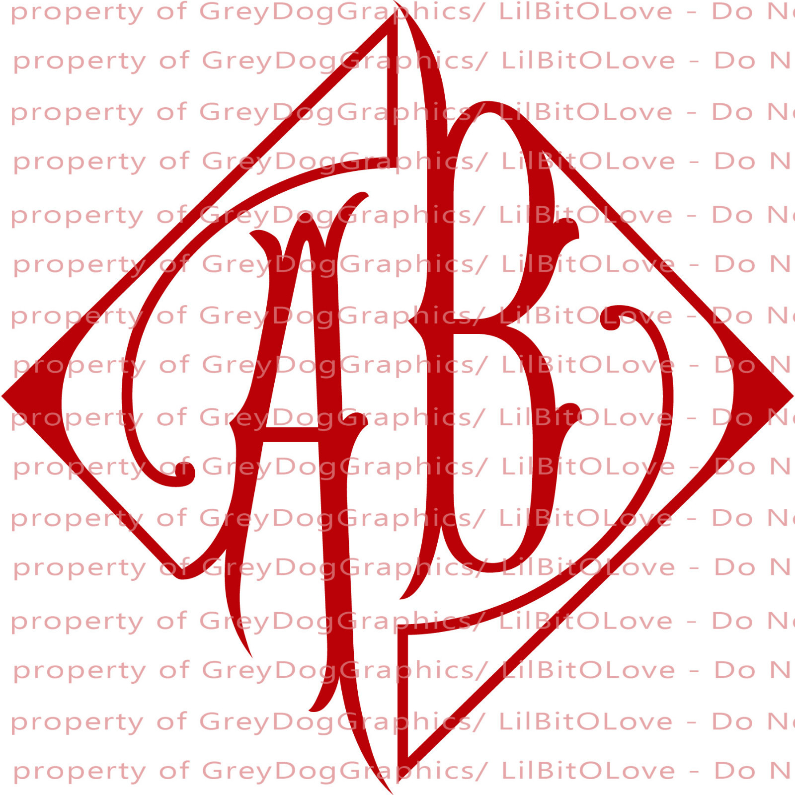 Diamond Monogram Vinyl Decal Your Initials 2 Letters Personalized Sticker