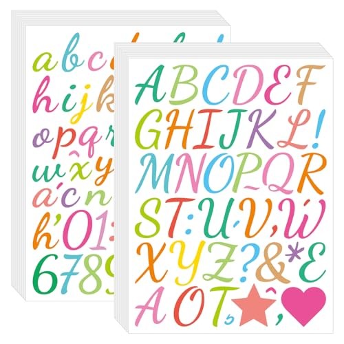 New 1600Pcs 30 Sheets Small Letter Number Stickers, Colorful (Writing Style)