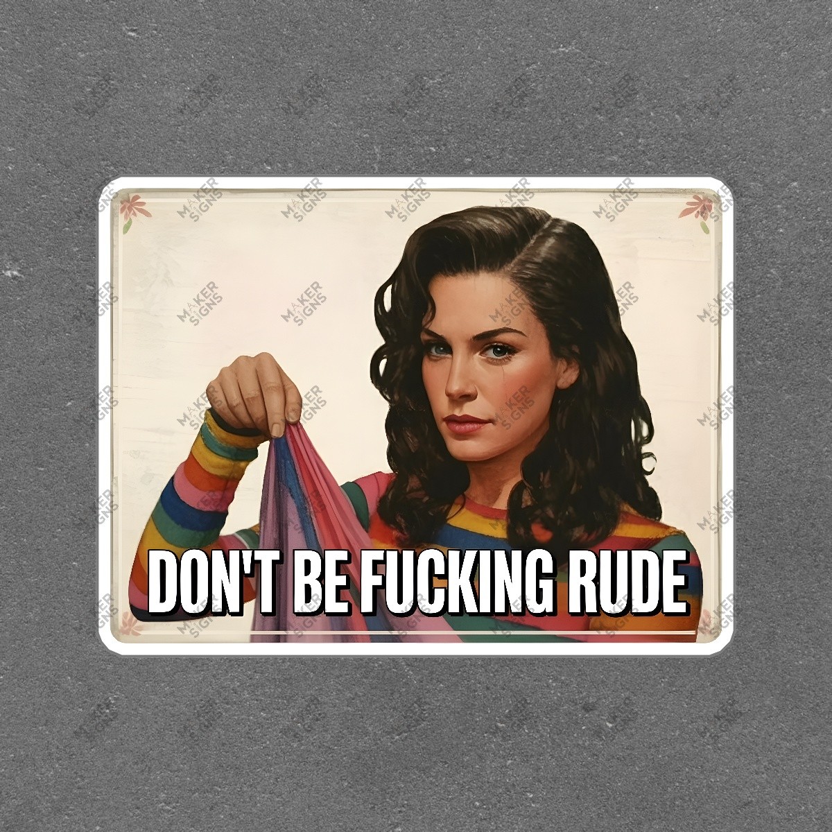 Sassy Dont Be Fcking Rude Sign Pop Culture Wall Art Funny Home Decor #7811