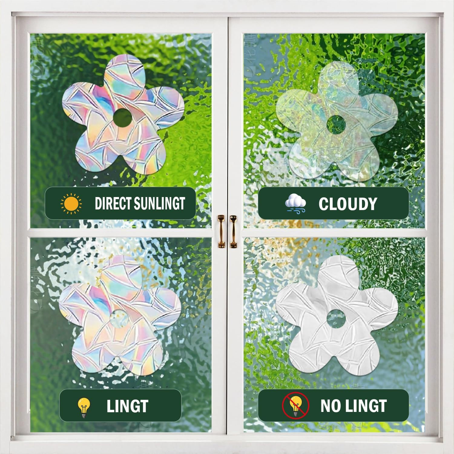 28PCS Rainbow Mushroom and Leaf Window Decals to Prevent Bird Strikes, Anti-Coll