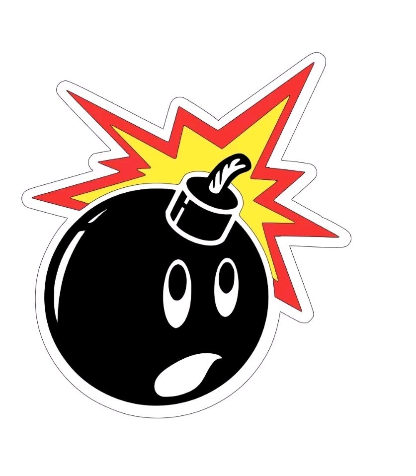 Super Mario Custom Made Bomb Vinyl Multi Layer Sticker Decal, 4.5×5 Inches!