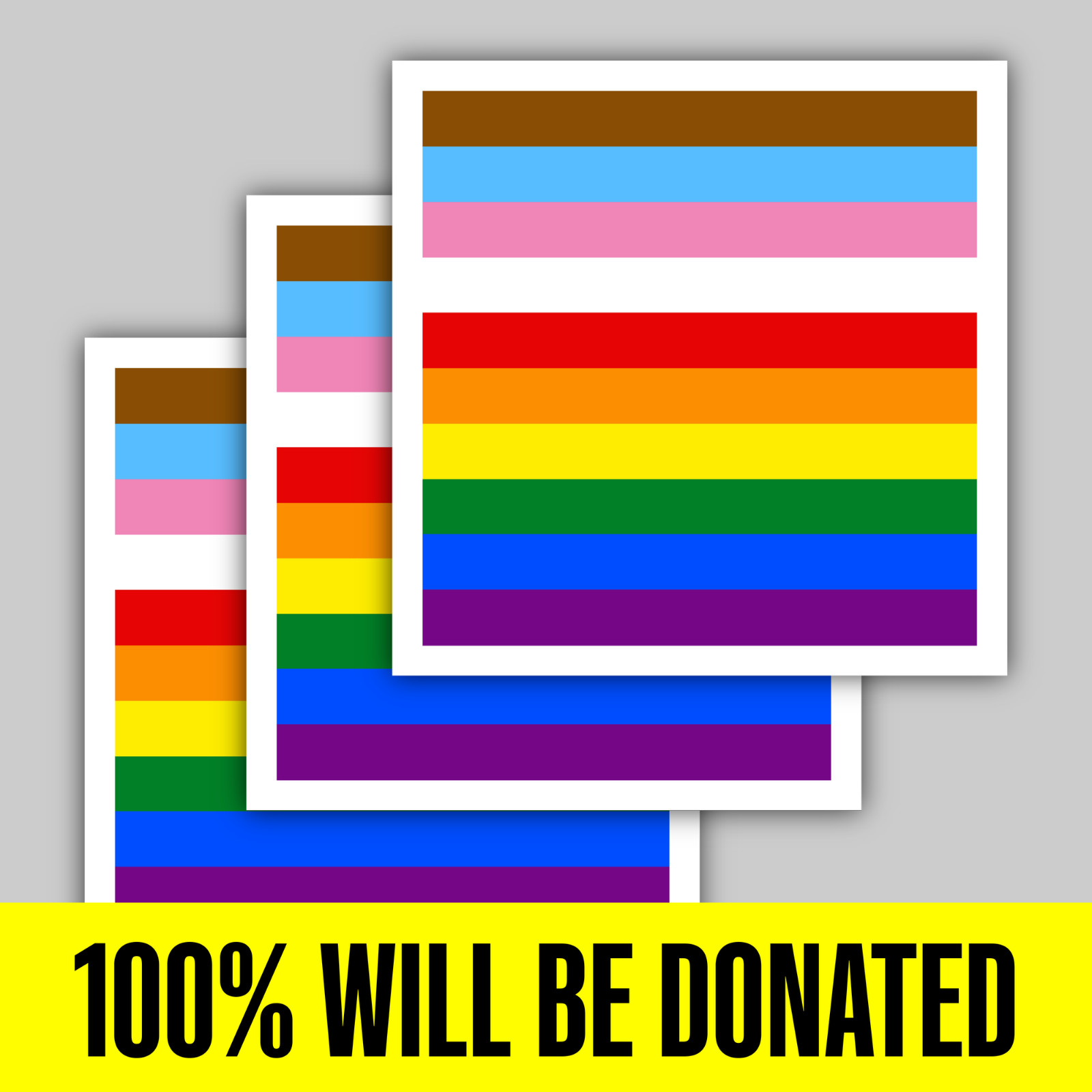 "PROGRESS PRIDE" FLAG 3 Sticker Pack (5 inches)