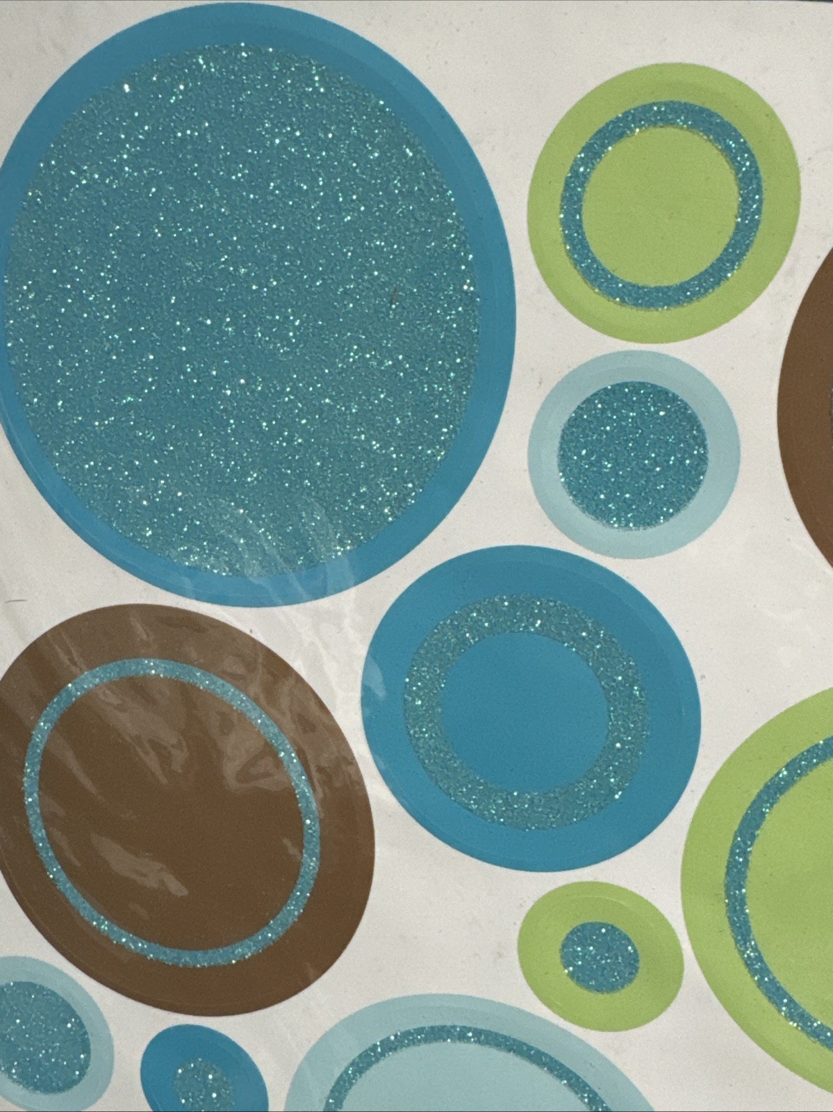 Lotsadots Removable Circle Glitter Wall Stickers Decor Blue / Green / Brown