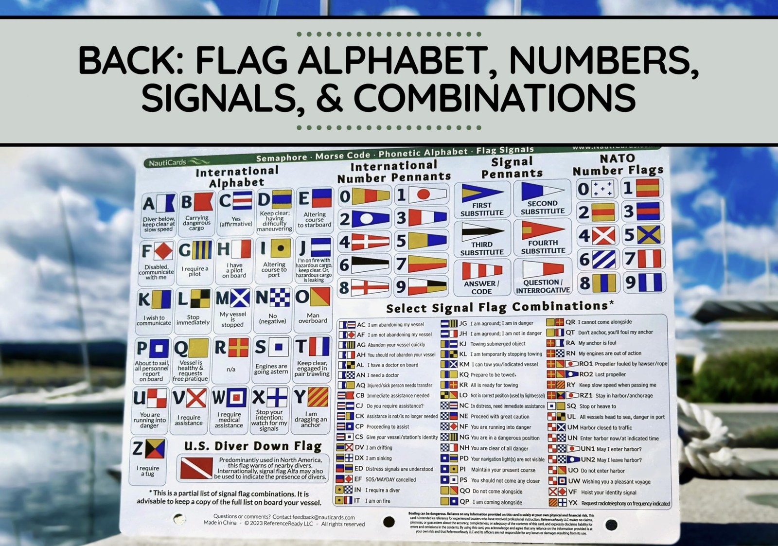 Nautical Flags and Codes Quick Reference: Waterproof, 8.5” x 11”
