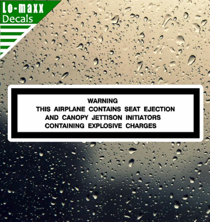 Warning This Airplane Contains Seat Ejection Military Jet Printed Vinyl Sticker