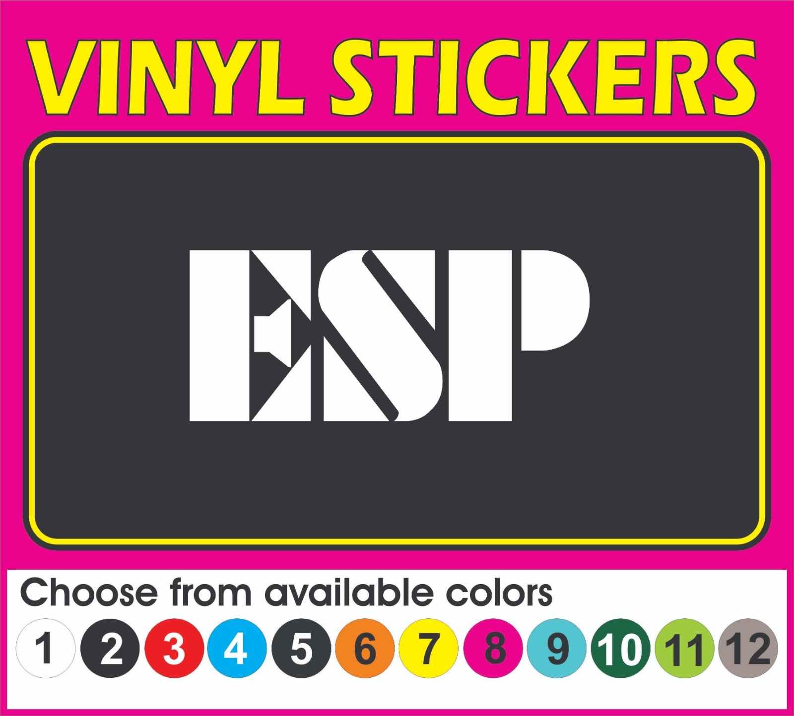 This decal/sticker is compatible with ESP Guitars, cases and others 6"