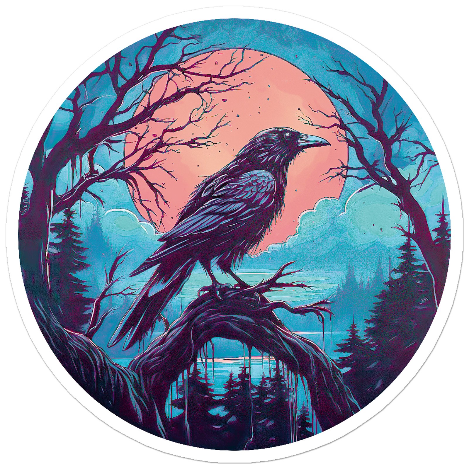 Creepy Crow Moon – Vinyl Decal Sticker – Car Window Laptop – ebn9702