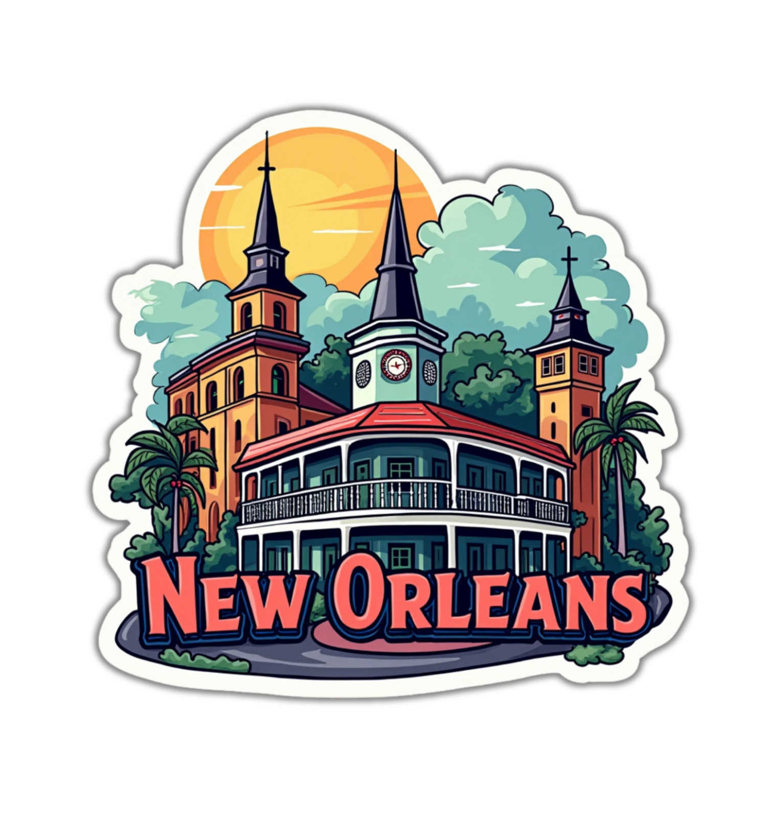 New Orleans Louisiana Fridge Magnet or Laptop Sticker