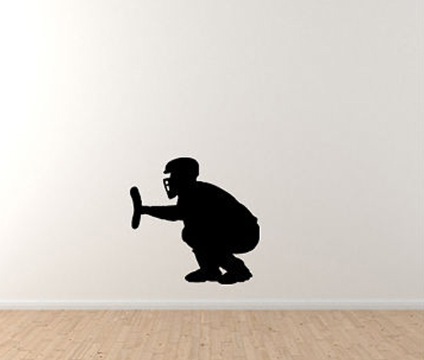 Sports Silhouette – Baseball Catcher Side Version 1 – Vinyl Wall Decal
