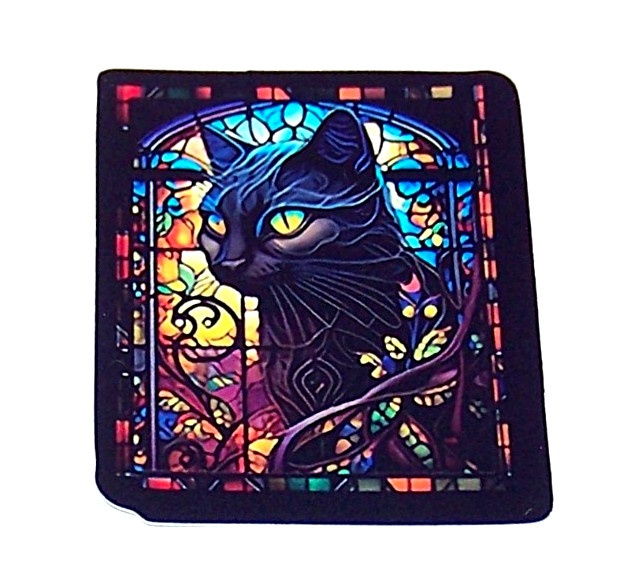 STAINED GLASS – Die Cut Sticker Decal Stained Glass Black Cat