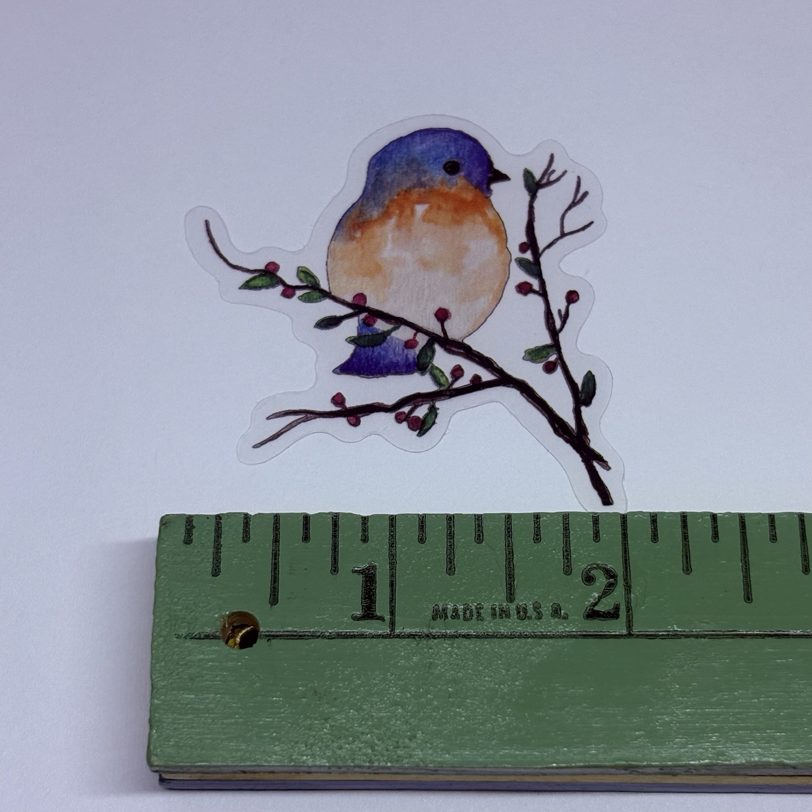Cute Bluebird On Branch Sticker Animal Art Transparent Journal Decal VinylTc6
