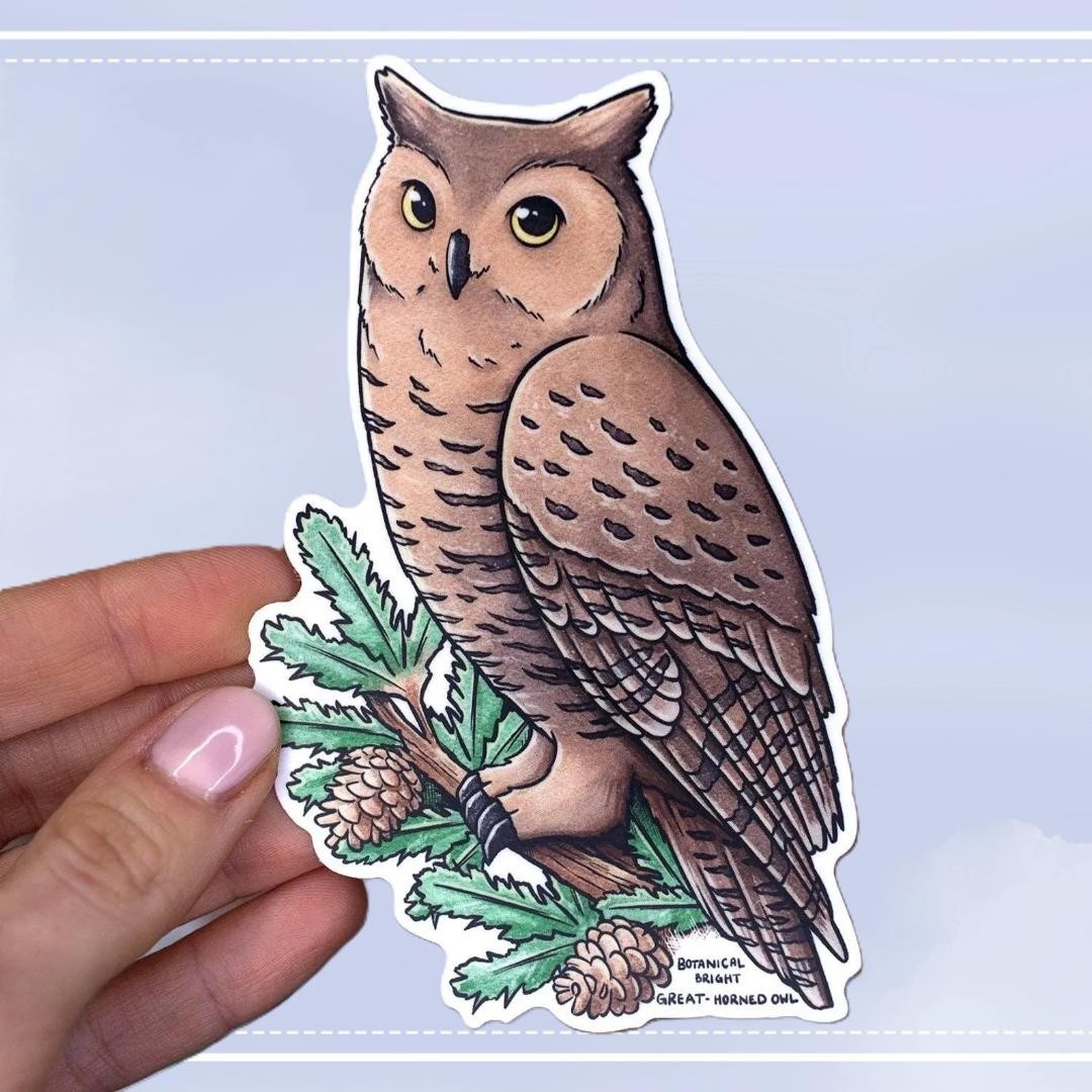 Great Horned Owl Sticker – Waterproof Vinyl Wildlife & Nature Decal