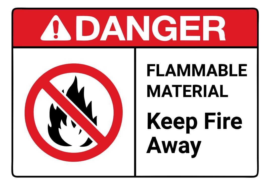 Flammable Material Safety Sign Sticker Decal Label D7341
