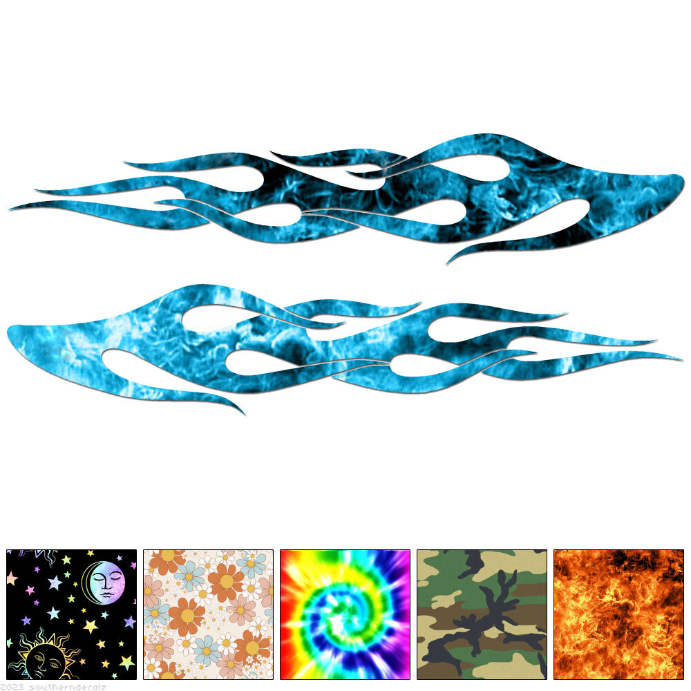 Pair Flames Fire – Decal Sticker – Multiple Patterns & Sizes – ebn7290